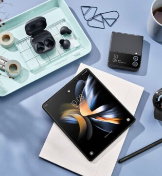 Dispositivos Samsung Galaxy serie Z que incluyen el ZFlip 4 y el ZFold 4. También los Galaxy Buds y una tablet Samsung Galaxy Tab